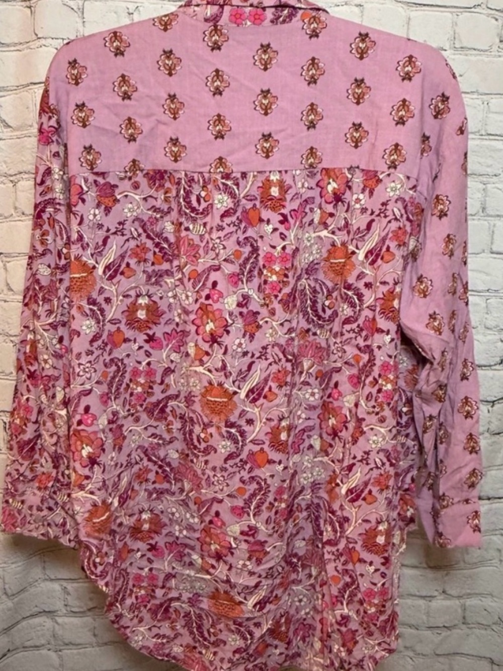 Knox Rose Pink and Orange Floral Blouse Button Down - Picture 2 of 4